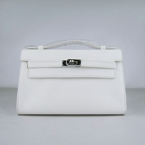 AAA Hermes Kelly 22 CM France Leather Handbag White H008 On Sale